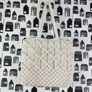 Woven White Over the Shoulder Purse